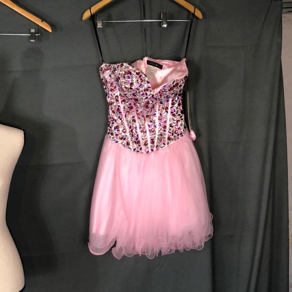 Alyce Paris Pink and Multicolor Sequin Prom Dress - Picture 2 of 12